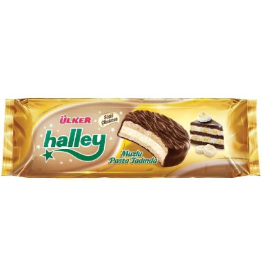 بیسکوئیت هالی اولکر ULKER HALLEY sutlu cikolatali با روکش شکلاتی و مغز موز 240 گرم