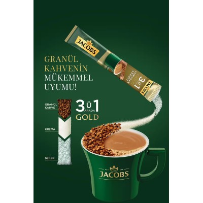 کافی میکس 3 در 1 جاکوبز Gold مدل Yumusak Lezzet بسته 40 عددی