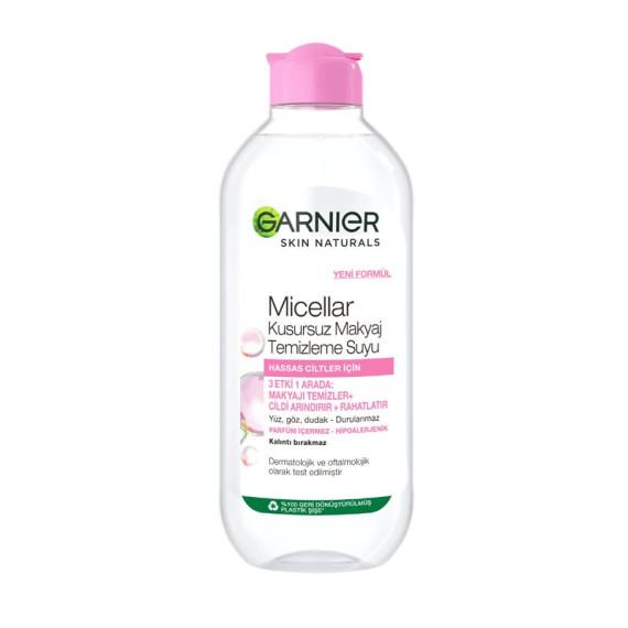 میسلار واتر گارنیر صورتی پوست حساس Micellar Cleansing Water حجم 400 میلی