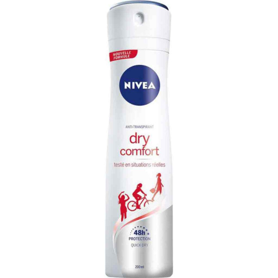 اسپری ضد تعرق نیوآ NIVEA زنانه مدل DRY COMFORT ماندگاری 72 ساعته حجم ۲۰۰ میل