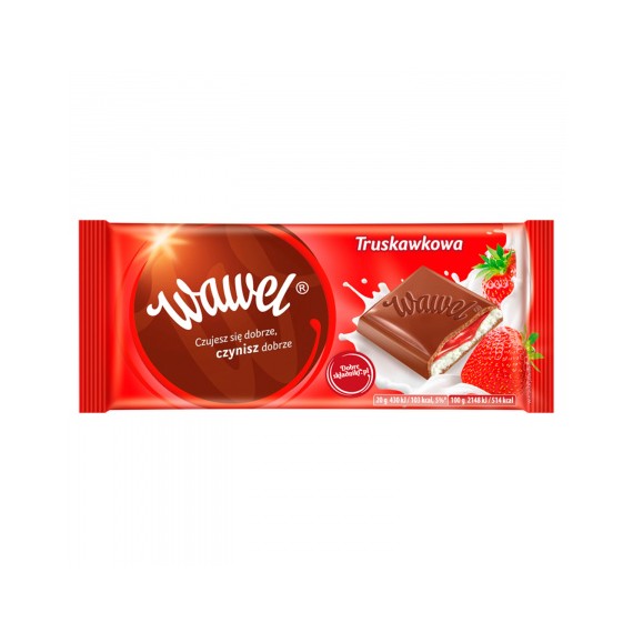 شکلات تخته ای با مغز توت فرنگی واول Wawel مدل Strawberry وزن 100 گرم