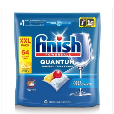 قرص ماشین ظرفشویی فینیش مدل کوانتوم powerful clean & shine بسته 64 عددی با رايحه ليمو قرص ماشین ظرفشویی فینیش مدل کوانتوم powerful clean & shine بسته 64 عددی با رايحه ليمو