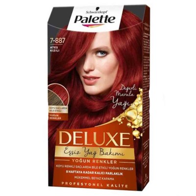 کیت رنگ مو پلت رنگ قرمز آتشی سری DELUXE شماره 887-7 حجم 50 میلی لیتر کیت رنگ مو پلت رنگ قرمز آتشی سری DELUXE شماره 887-7 حجم 50 میلی لیتر