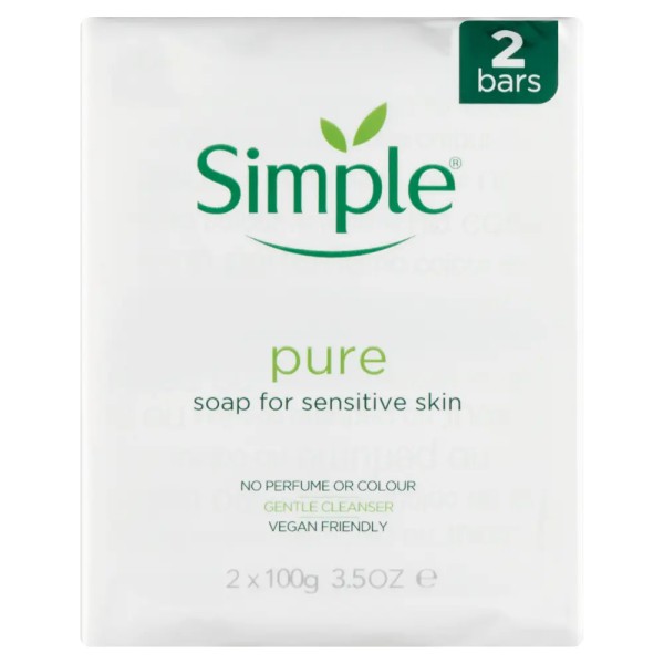 صابون سیمپل Simple Pure مناسب پوست های حساس بسته 2 عددی وزن 100 گرم