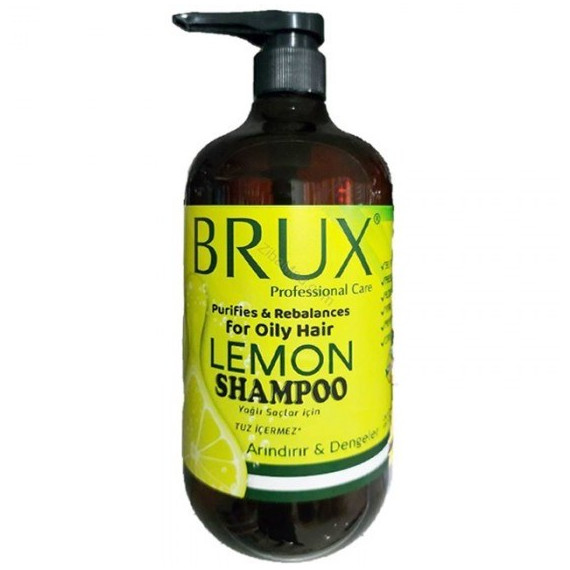 شامپو سر بدون نمک بروکس Brux Lemon عصاره لیمو مناسب موهای چرب 1000 میل